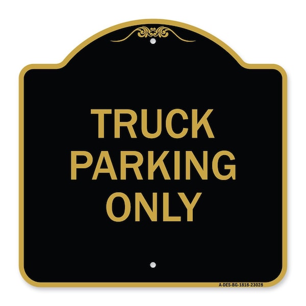 Signmission Reserved Parking Sign Truck Parking Only, Black & Gold Aluminum Sign, 18" x 18", BG-1818-23028 A-DES-BG-1818-23028 - main
